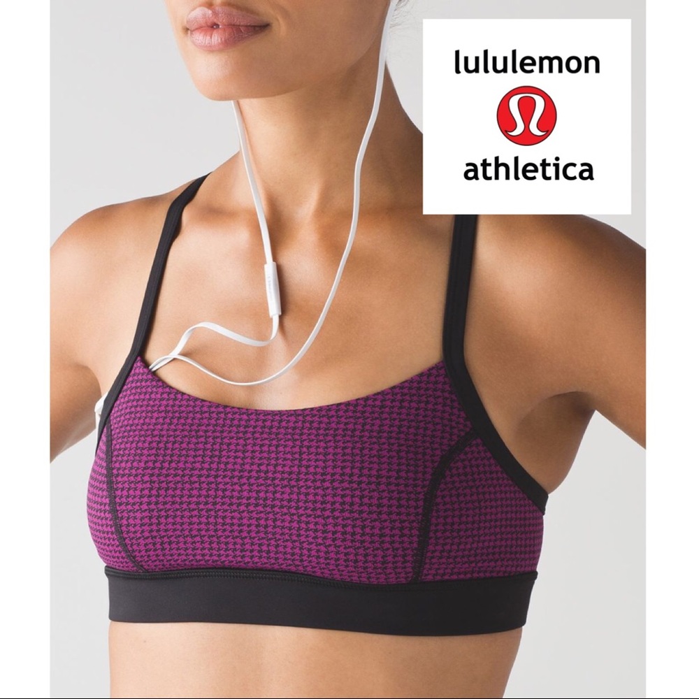 EUC Houndstooth Lululemon Rise & Run Sports Bra 8